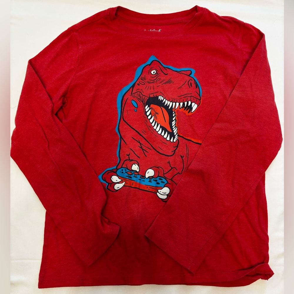 Cat & Jack Red Dinosaur Long Sleeve Tee